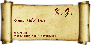 Koma Gábor névjegykártya